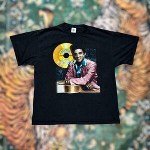 Vintage Elvis Presley Graohic T-Shirt Mens XL King Neck of Rock & Roll Black